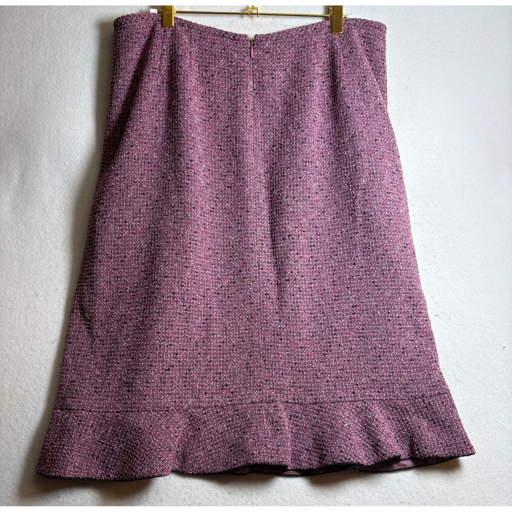 Kasper Womens Size 14 Purple Tweed Skirt Suit Blazer Set Contrast Piping Flounce - Picture 11 of 16